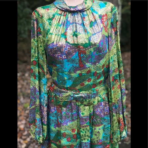 Vintage Dresses & Skirts - Glamorous Gown Golden Metallic Splendor Maxi Dress